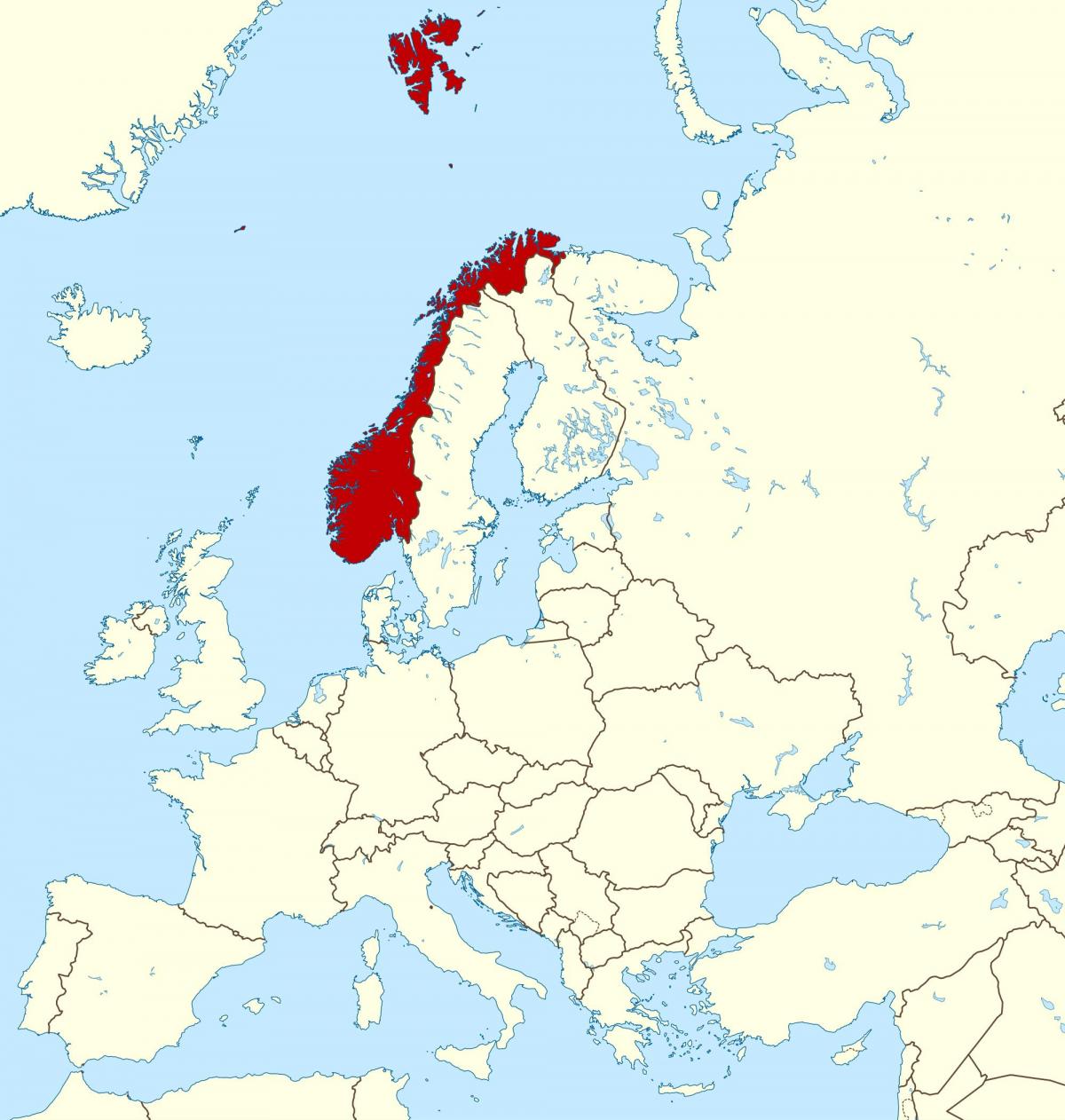 Karte von Norwegen und Europa