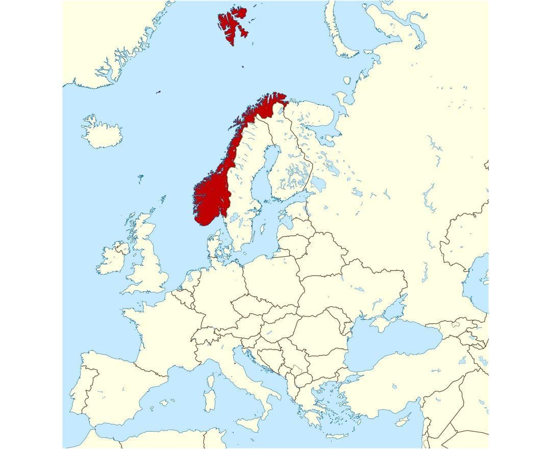 Norwegen Lage auf der Karte anzeigen