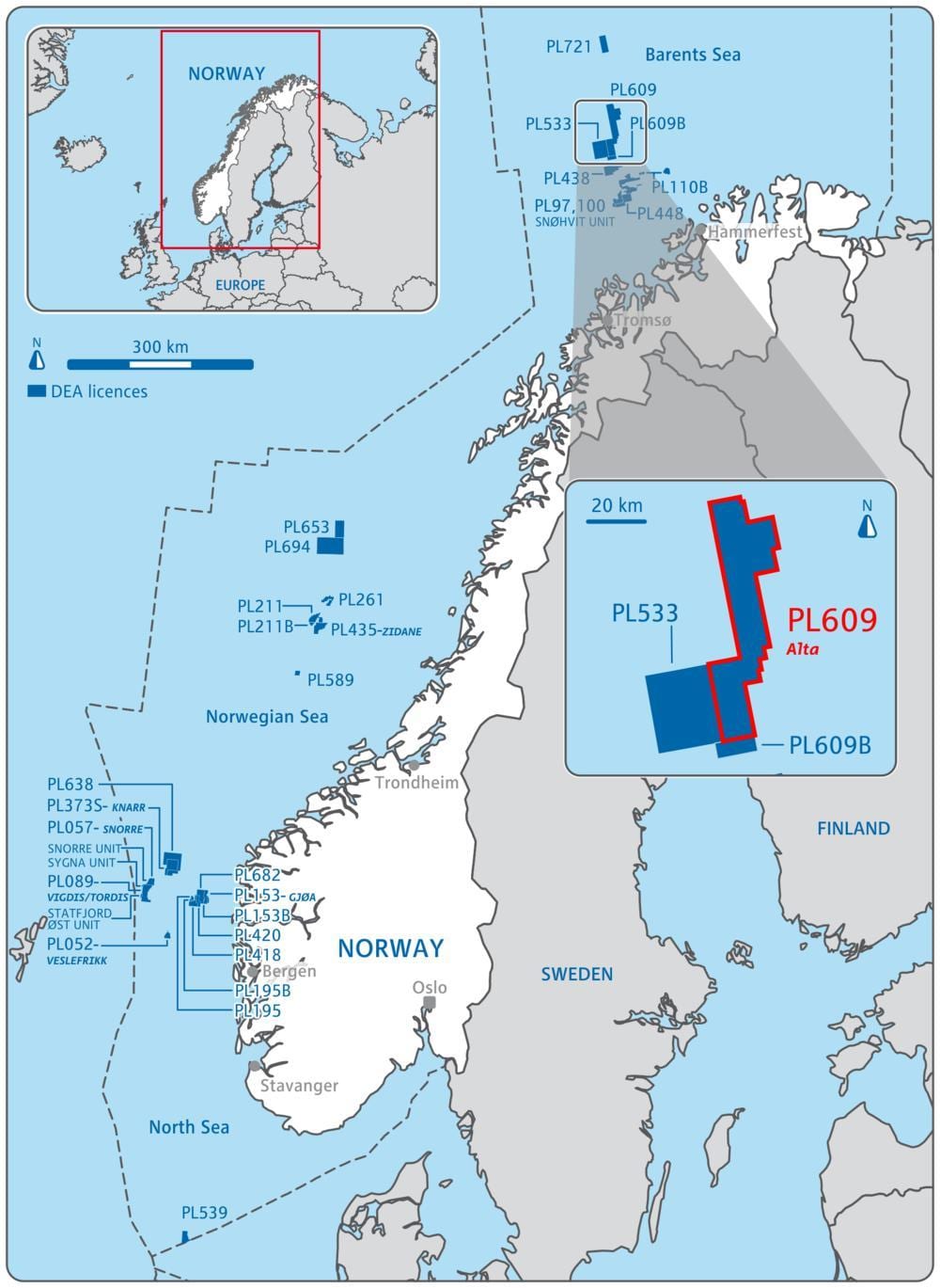 Karte von Norwegen öl