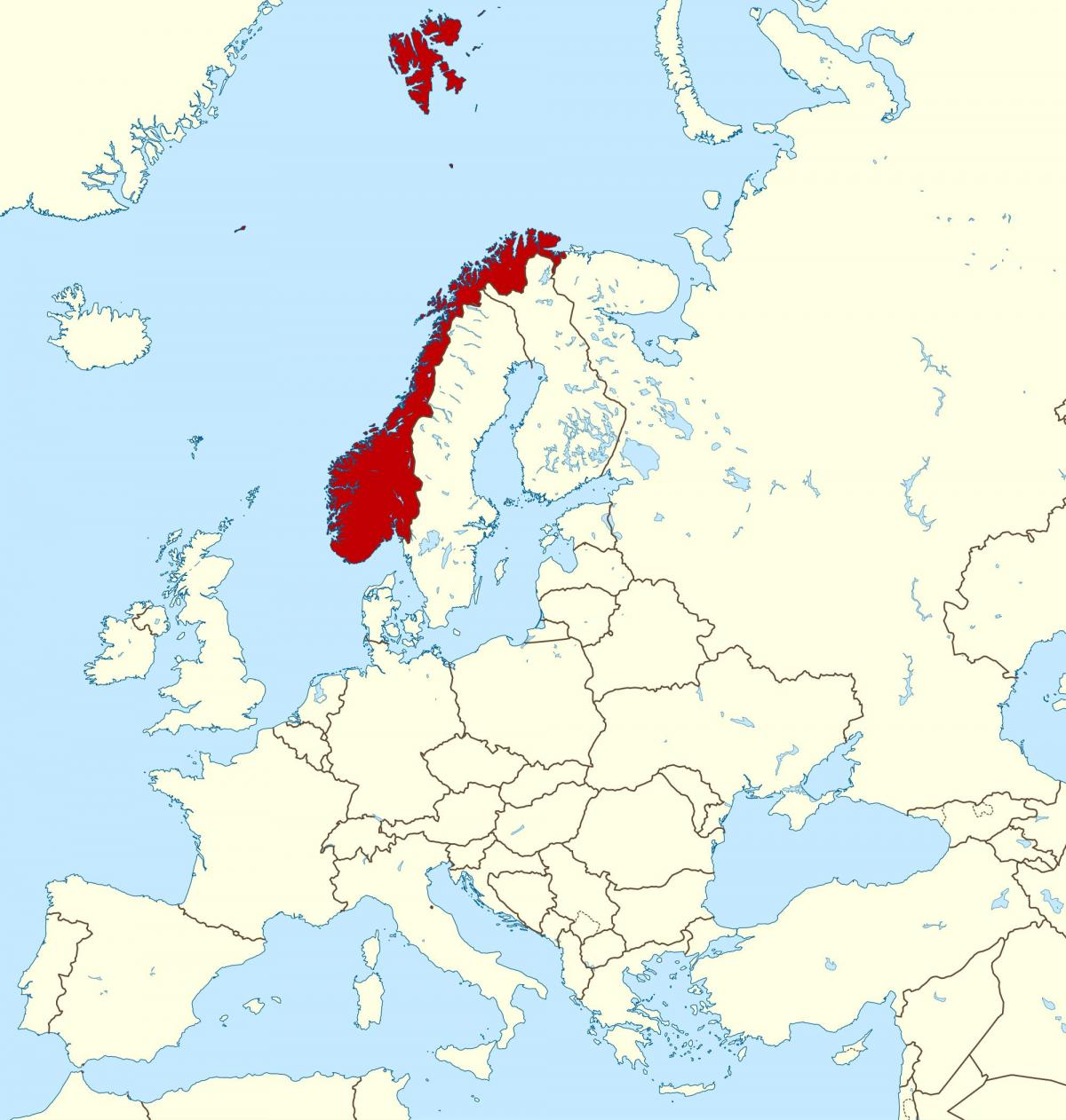 Norwegen auf der Karte von Europa