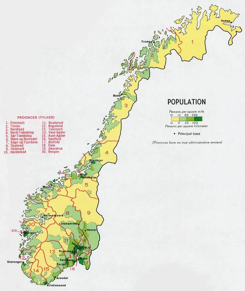 Norwegen Bevölkerung Karte