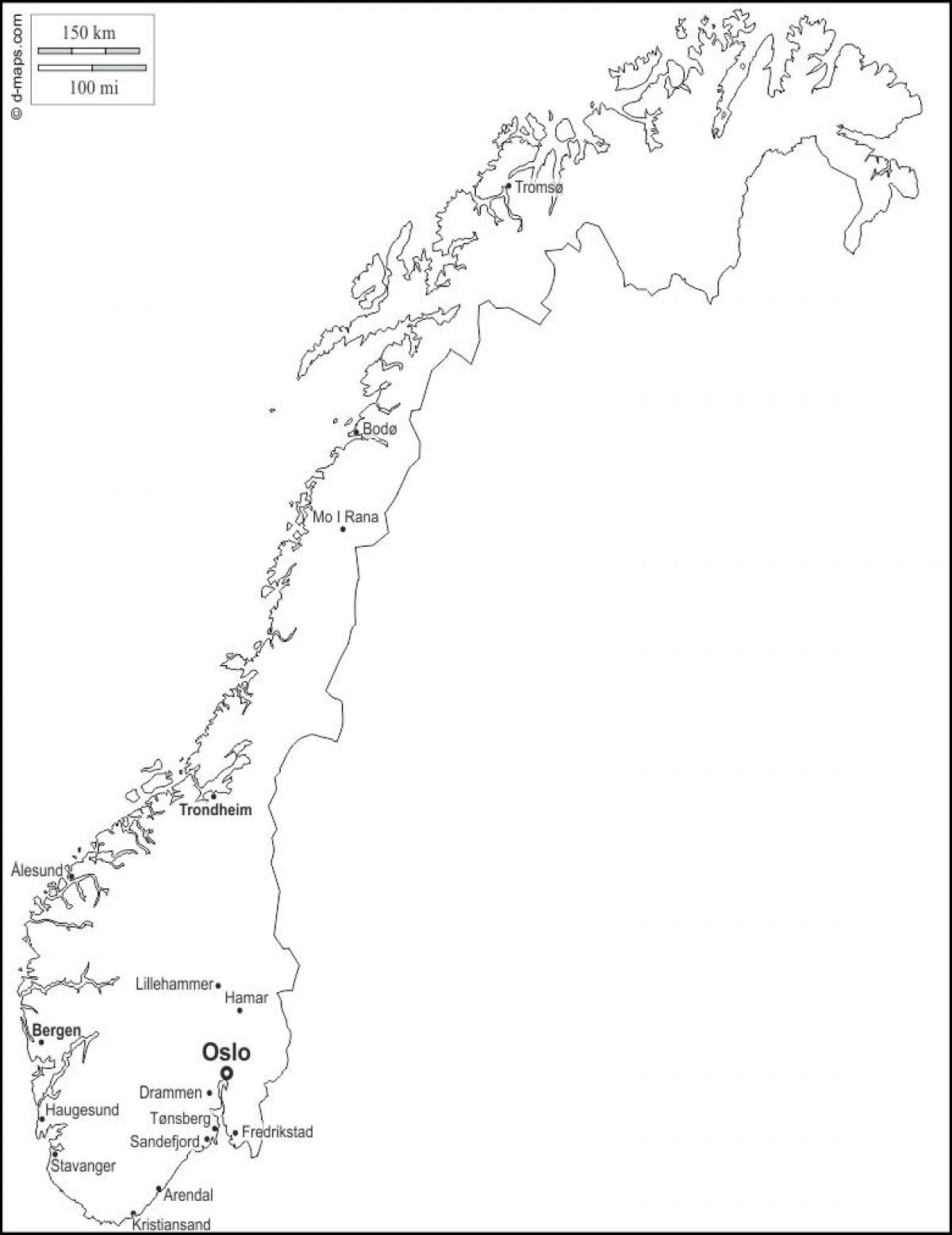 Karte von Norwegen Umriss