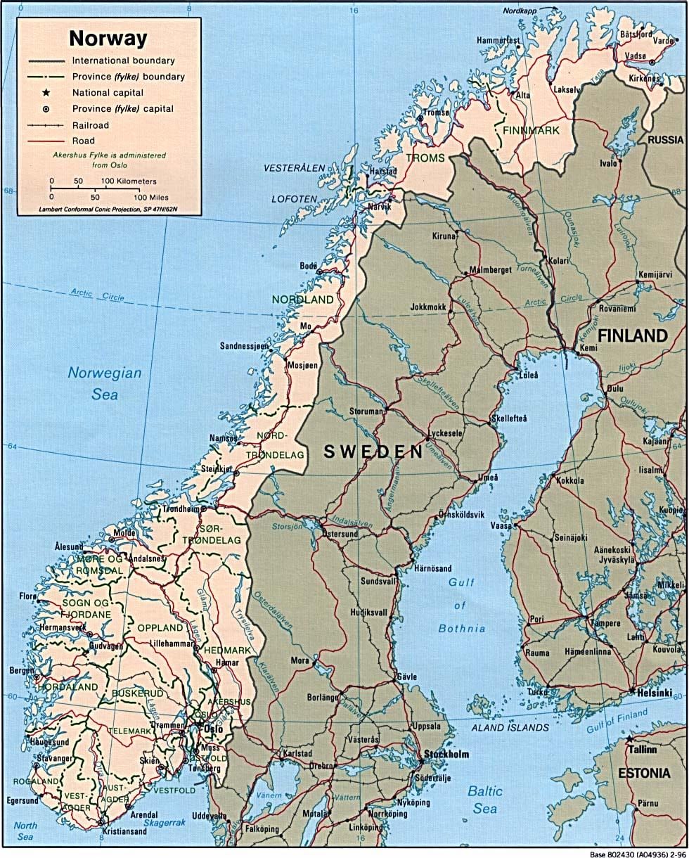 Karte von Norwegen latitude