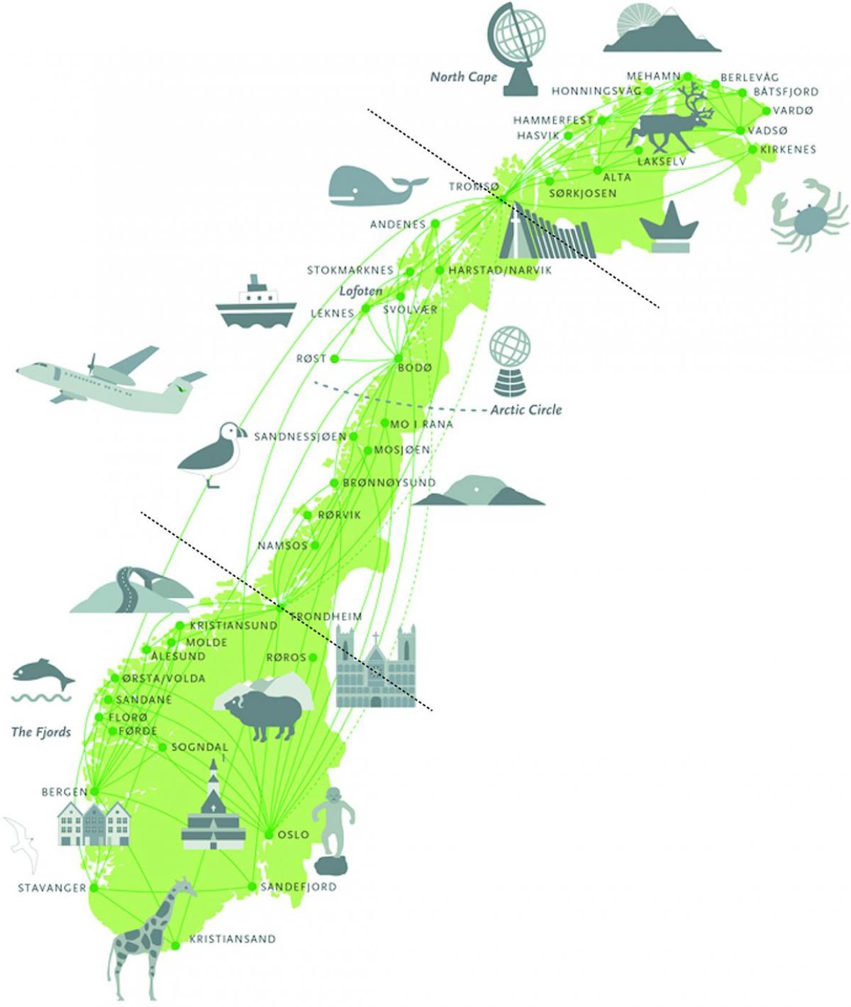 Karte von Norwegen-sightseeing