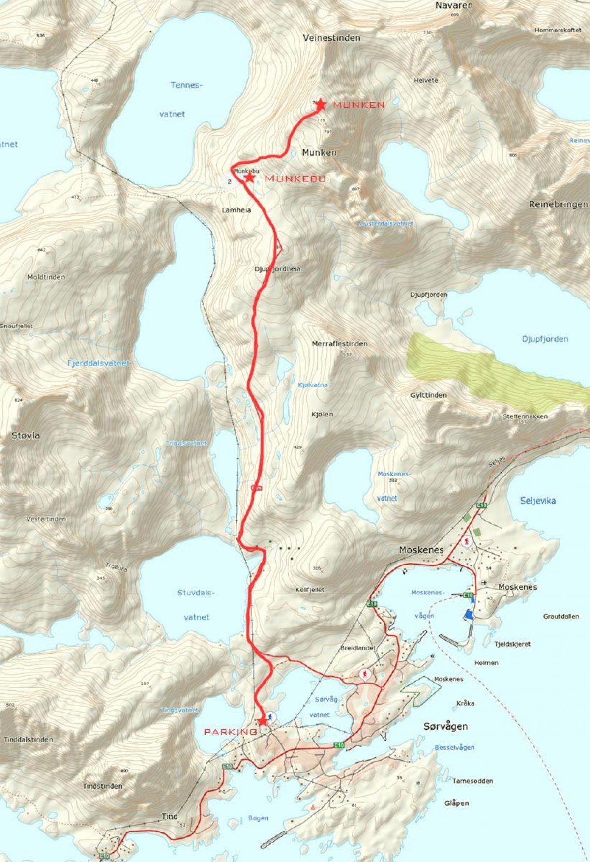 Karte von Norwegen Wanderwege