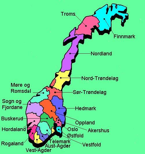 Karte Norwegens landschaftsrouten
