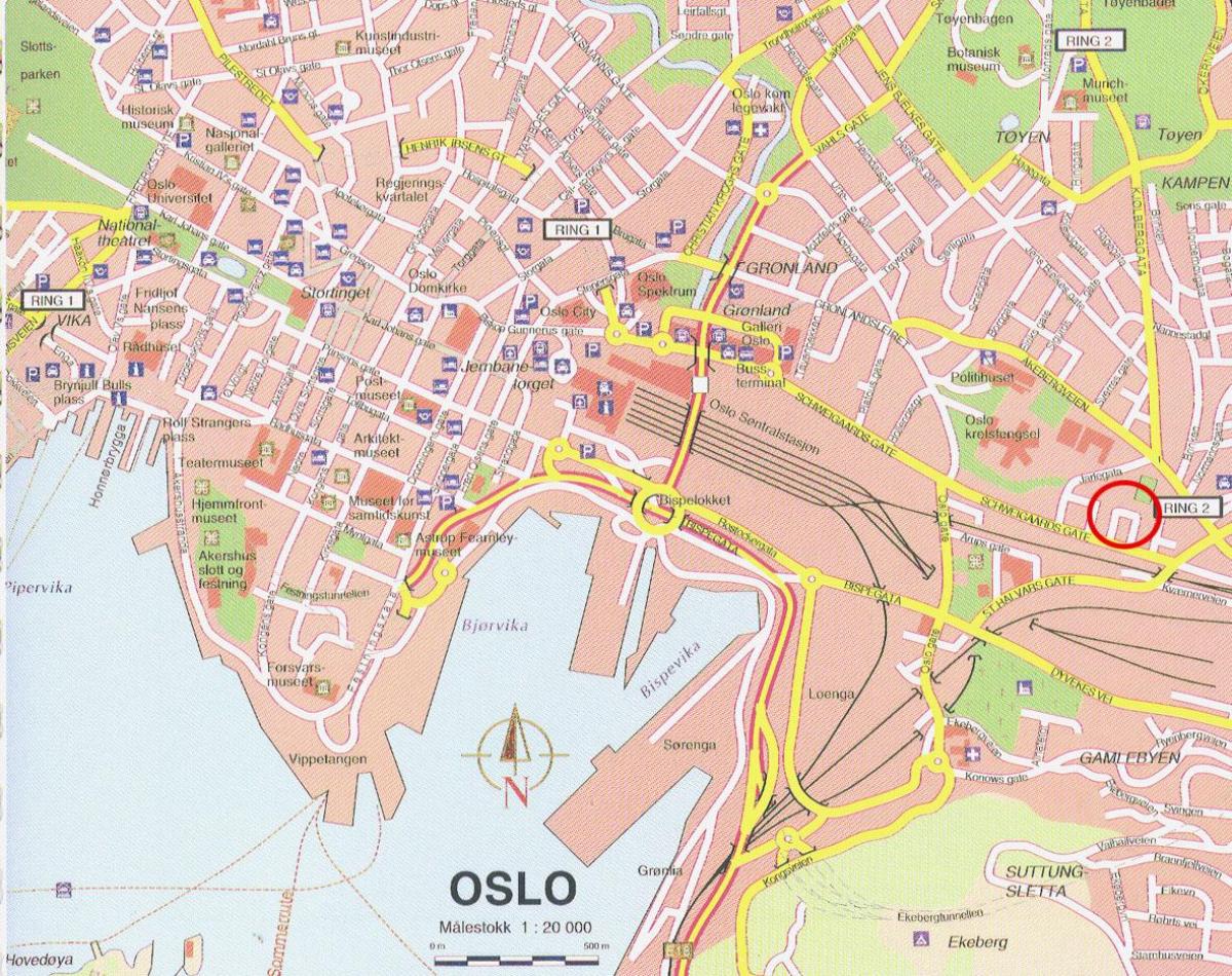 Karte von oslo, Norwegen city center