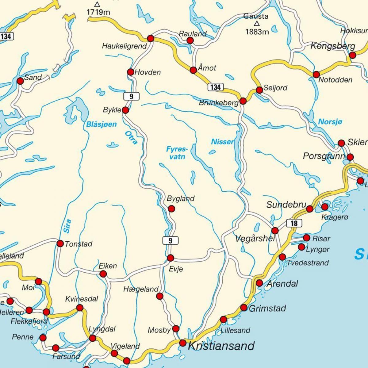 Karte von Süd-Norwegen