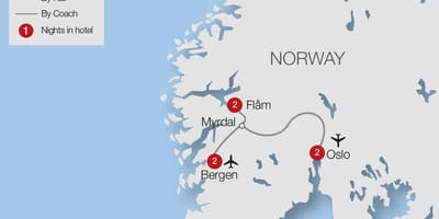 Karte von flam railway Norwegen