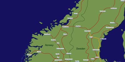 Karte von Norwegen Bahn-Routen