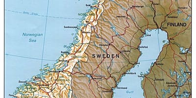 Detaillierte Karte von Norwegen mit Städten