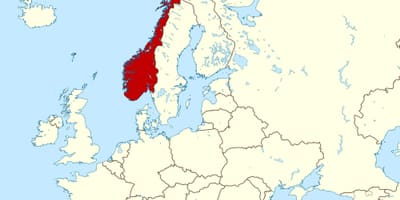 Norwegen auf der Karte von Europa
