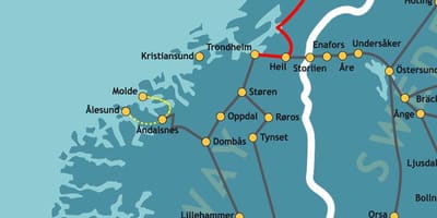 Karte von Norwegen northern railway