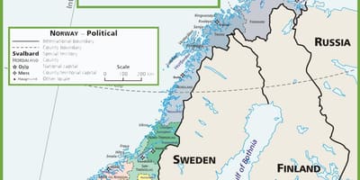 Landkarte Norwegen politische 