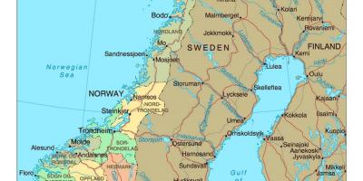 Landkarte von Norwegen mit Städten