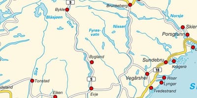 Karte von Süd-Norwegen