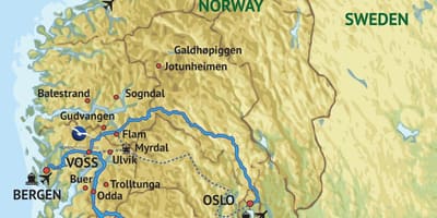 Karte von Süd-west-Norwegen